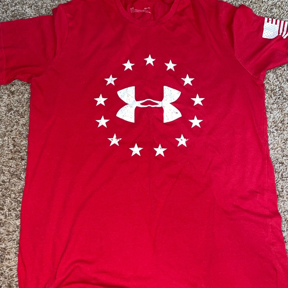 Red Under Armour T-shirt in a size medium